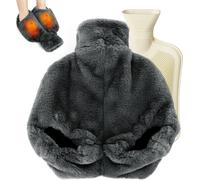 INF Bouillotte en caoutchouc pelucheux Gris
