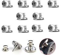 INF Boutons de jeans détachables, paquet de 10 Argent Bouton Ajustement Parfait