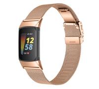 Bracelet de montre en acier inoxydable pour Fitbit Charge5/6 PinkGold