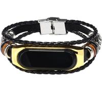 INF Bracelet de montre en cuir pour Xiaomi Mi Band 3/4, noir et or