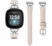 INF Bracelet de montre en cuir véritable pour Fitbit Versa 4/3/Sense - rose