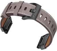 INF Bracelet de montre en cuir véritable pour Garmin Fenix 8/7X/7/6/5/965 Gris 26 mm