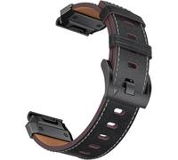 INF Bracelet de montre en cuir véritable pour Garmin Fenix 8/7X/7/6/5/965 Le noir 26 mm
