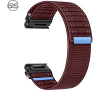 INF Bracelet de montre en nylon 26 mm pour Garmin Fenix 8/5/6/7X Pro/Epix 935/965 Rouge foncé