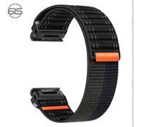 INF Bracelet de montre en nylon pour Garmin Fenix 8/5/6/7X Pro/Epix 935/965 Noir + gris clair 26 mm