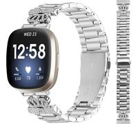 INF Bracelet de montre étincelant à trois perles en forme de couronne pour Fitbit Versa 3/4/Sense 2