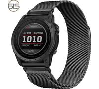 INF Bracelet de Montre Milanais à Démontage Rapide en Métal pour Garmin Fenix 7X Pro/Fenix 58 Le noir 26 mm