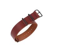 INF Bracelet de montre NATO en cuir véritable pour hommes Marron 24 mm