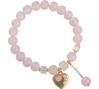INF Bracelet de perles roses réglable Coeur rose