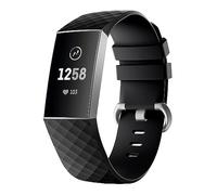 INF Bracelet de Remplacement Compatible avec Fitbit Charge 3/4, Bracelet Interchangeable, Silicone Noir, Taille Petit (14-17 cm), Longueur 19,6 cm