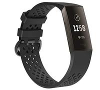 INF Bracelet de remplacement compatible avec Fitbit Charge 3, bracelet accessoire, bracelet interchangeable, bracelet de sport en silicone, bracelet de montre, noir
