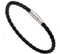 INF Bracelet en cuir noir avec fermoir magnétique