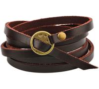 INF Bracelet en cuir tressé marron foncé et bronze antique