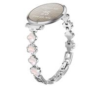 Bracelet de montre élégant en métal avec trèfle et nacre compatible avec Garmin Lily 2 Silver