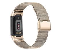 Bracelet réglable compatible avec Fitbit Charge 5, acier inoxydable doré