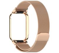 INF Bracelet pour Xiaomi Band 9 Pro avec cadre métallique et bracelet milanais - Or rose