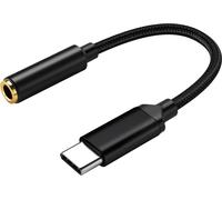 INF Câble Audio Adaptateur Type C vers Jack 3.5mm - Transfert Audio Numérique DAC - Noir Tressé Le noir