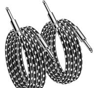 INF Câble de connexion tressé noir et blanc pour guitare basse électrique 2m