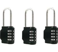 INF Cadenas à code à 4 chiffres avec anse longue, paquet de 3 Le noir