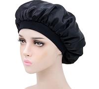 INF Cagoule en Satin, Bonnet de Sommeil en Satin, Bonnet en Satin, Bonnet de Nuit avec élastique pour Femme et Fille (Noir)