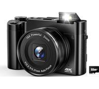 INF Caméra numérique 4K avec deux objectifs, carte mémoire de 32 Go (DC218)