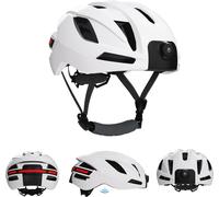 INF Casque de vélo Bluetooth avec caméra HD 1080P pour cyclistes - Sécurité et enregistrement Blanc