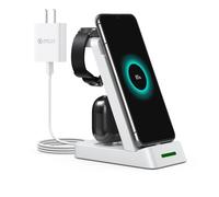INF Chargeur sans fil 3-en-1 pour téléphone, montre intelligente Samsung, écouteurs White
