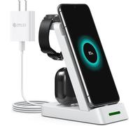 INF Chargeur sans fil 3-en-1 pour téléphone, montre intelligente Samsung, écouteurs White