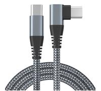 INF Chargeur USB-C 2m avec Prise coudée 60W Charge Rapide Alliage d'aluminium, câble en Nylon tressé Gris