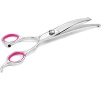 INF Ciseaux pour chien courbés 19 cm Argent/Rose