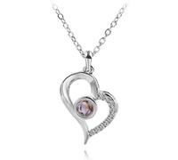 INF Collier à cœur oblique avec inscription "I love you" en 100 argent sterling