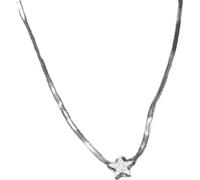 INF Collier Pendentif Étoile Os de Serpent Argent