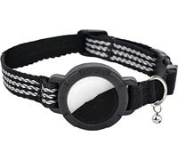 INF Collier pour animaux avec localisateur AirTag en nylon réfléchissant noir, tailles XS et S, pour chats XS