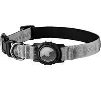 INF Collier réfléchissant pour chien avec support AirTag Argent M