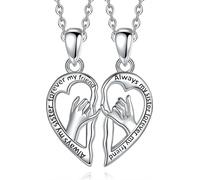 INF Colliers d'amitié en cuivre en forme de cœur, lot de 2 pièces Argent