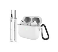 INF Coque de protection en silicone compatible avec AirPods Pro 3 avec mousqueton et stylo de nettoyage - Blanc