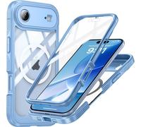 INF Coque iPhone 17 en verre trempé 9H antichoc, magnétique, bleue