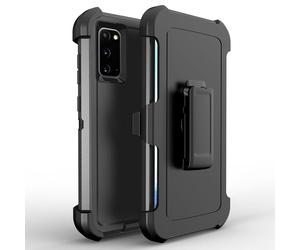 INF Coque pour Samsung S20 Plus avec Clip Ceinture étanche en Silicone Noir