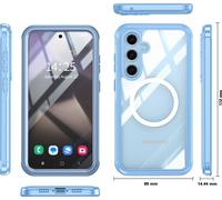 INF Coque Samsung Galaxy S24 FE, Couverture arrière en verre trempé 9H Bleu
