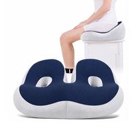 INF Coussin de siège ergonomique en mousse à mémoire de forme pour chaise de bureau Bleu marine