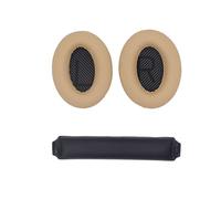 INF Coussinets d'oreille et bandeau de remplacement pour casque Bose QC15 QC25 QC35 Beige+Noir