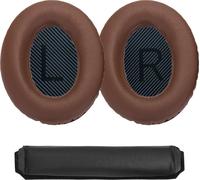 INF Coussinets d'oreille et bandeau de remplacement pour casque Bose QC15 QC25 QC35 Café+Noir