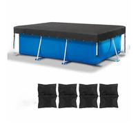 INF Couverture de piscine rectangulaire en tissu Oxford noir