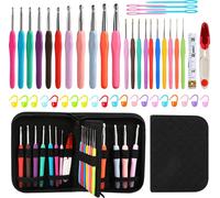 INF Crochet set organizer with ergonomic hooks and tools Noir