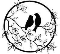 INF Décoration murale en métal – Silhouette d'oiseaux amoureux Le noir model 1