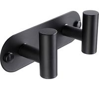 INF Double Bathrobe Hook, Stainless Steel Bathroom Hook, Wall Mounted Towel Hook Black (crochet mural pour serviettes)
