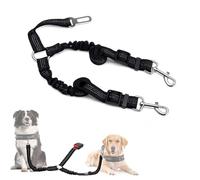 INF Double ceinture de sécurité de voiture pour animaux de compagnie : laisse réglable en nylon pour chien de voyage, compatible avec différentes marques de voiture