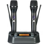 INF Double microphone sans fil professionnel avec récepteur fixe Le noir