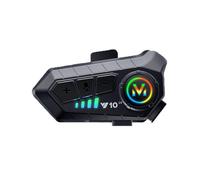 INF Écouteur Bluetooth pour Casque Moto V10-2X Noir ABS avec Fonction Interphone et Double Connexion Micro dur