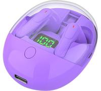 INF Écouteurs Bluetooth sans fil avec affichage numérique et étui à ressort Violet